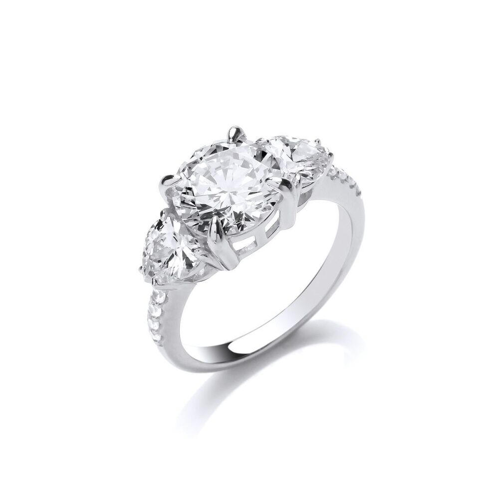 Silver & Cubic Zirconia Ascot Ring - Cavendish French