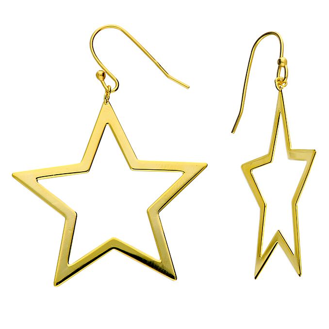 Large Open Star Gold on Silver Drop Earrings