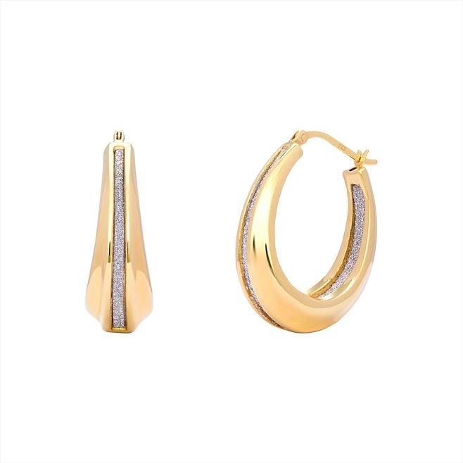 Gold on Silver Hinged Hoop CZ Earrings