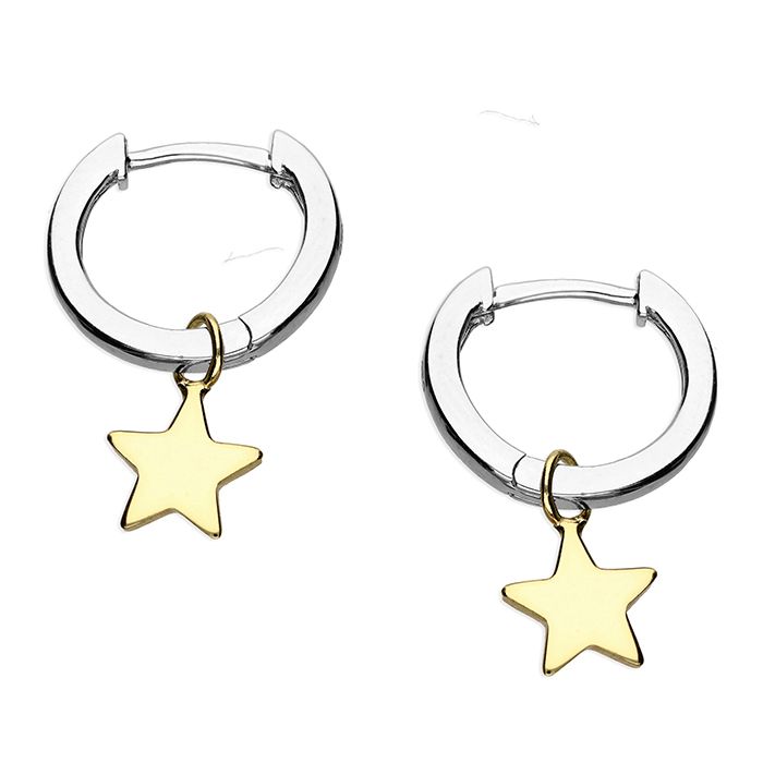 Silver & Gold Star Huggie Earrings