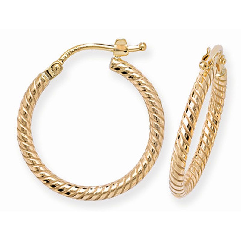 9ct Gold Ribbed Hoop Earrings