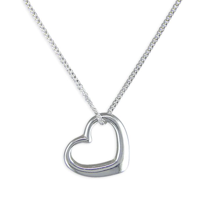 Sterling Silver Open Heart Necklace