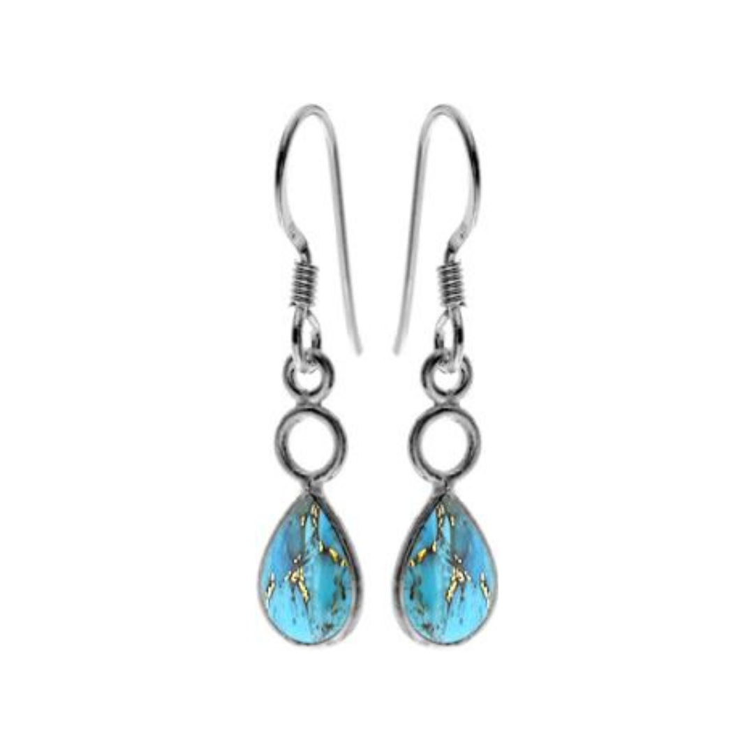 Hoop & Small Teardrop Blue Mohave Turquoise Earrings