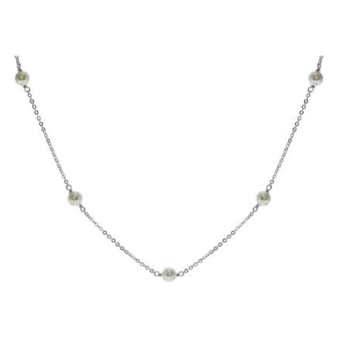Silver Freshwater Pearl Chain Necklace