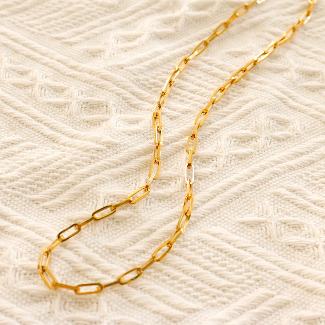'Zara' Gold Paperlink Chain Necklace