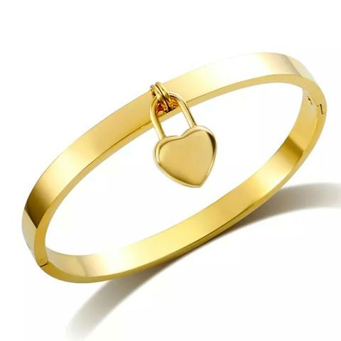 'TIFFANY' Gold Heart Pendant Bangle