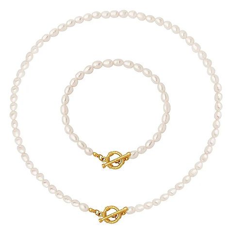 'FREYA' Freshwater Pearl T-Bar Necklace