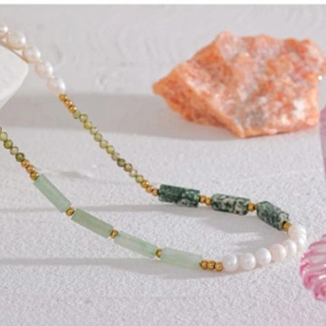'WILLOW' Green Aventurine and Pearl Necklace