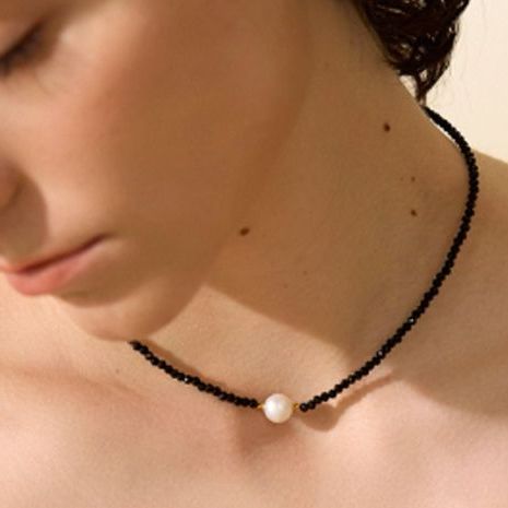 'SIENNA' Black Bead and Pearl Necklace