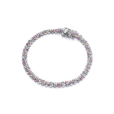 Silver & Rainbow Cubic Zirconia Hollywood Bracelet