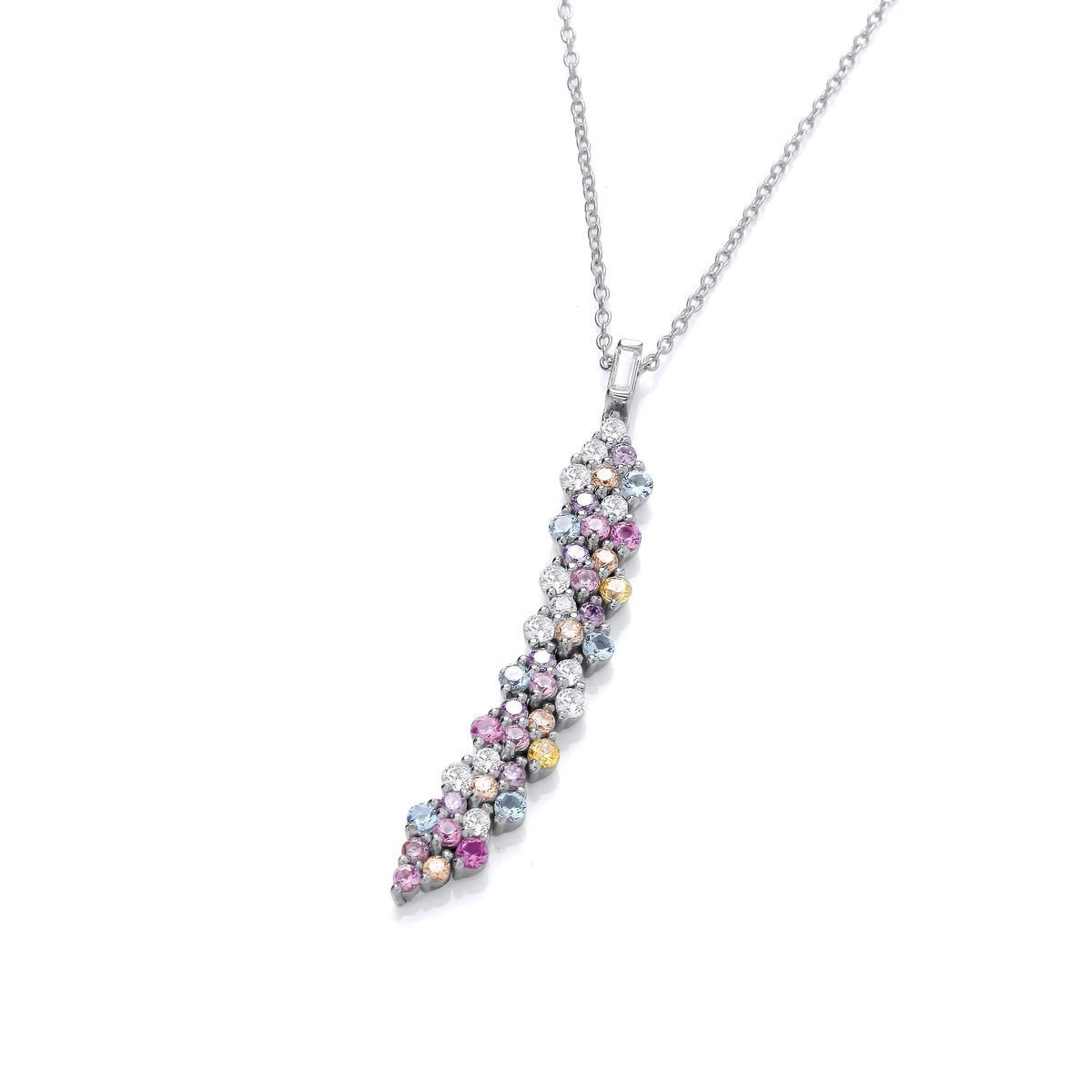 Cavendish French Silver & Pastel Rainbow Cubic Zirconia Necklace