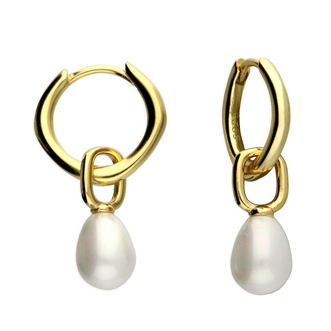 Gold Faux Pearl Bomb Huggie Earrings