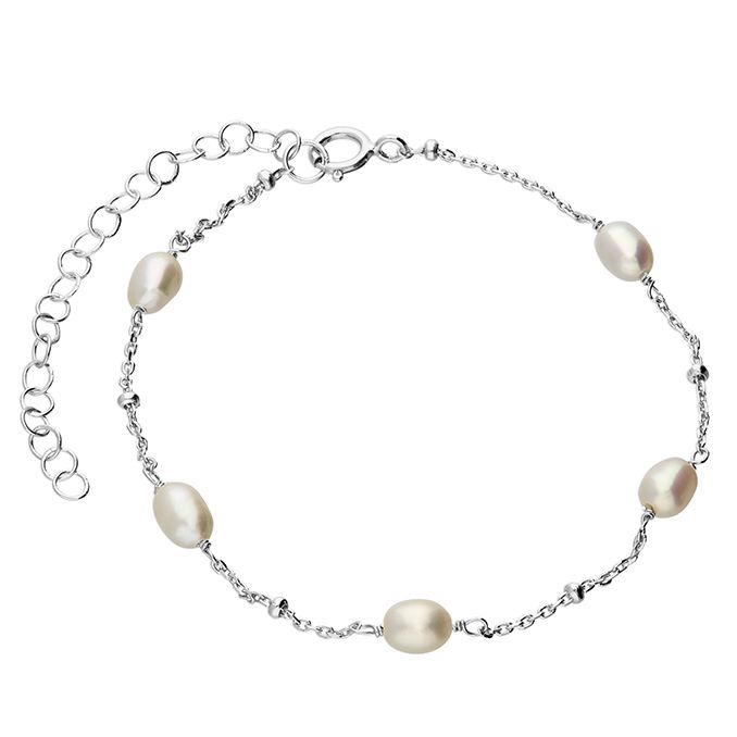 Silver Beaded Freshwater Pearl Bracelet