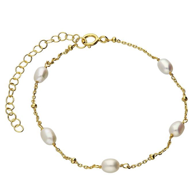 Gold Beaded Freshwater Pearl Bracelet