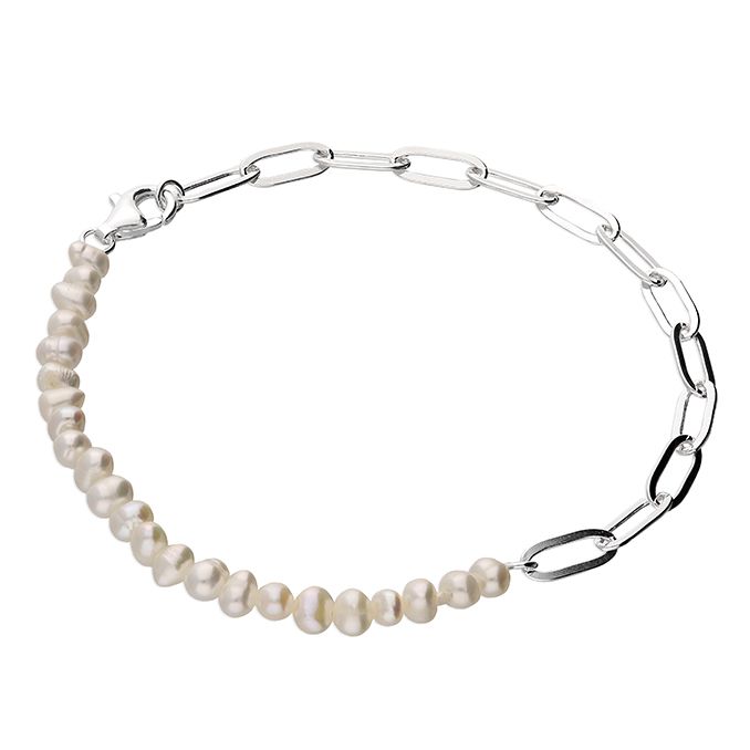 Freshwater Pearl Paperlink Chain Bracelet