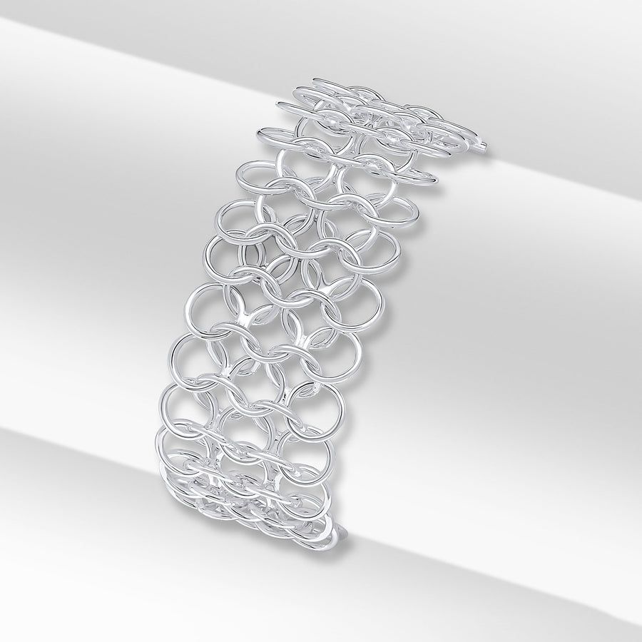 Silver Linked Rings Chain Bracelet
