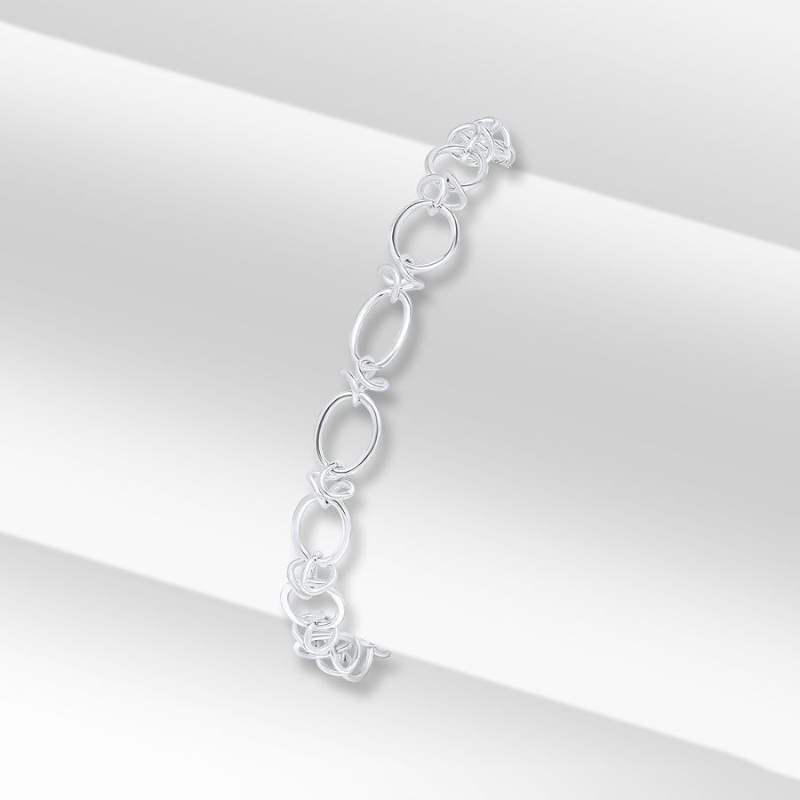 Sterling Silver Oval Knot Chain Bracelet
