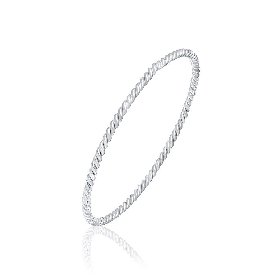 Sterling Silver 3mm Round Twisted Rope Bangle