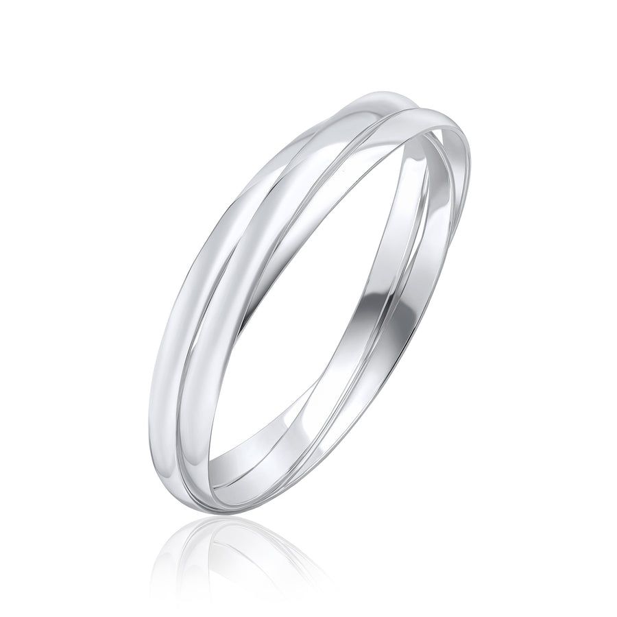 Sterling Silver Heavyweight 5mm Round Court Russian Bangle