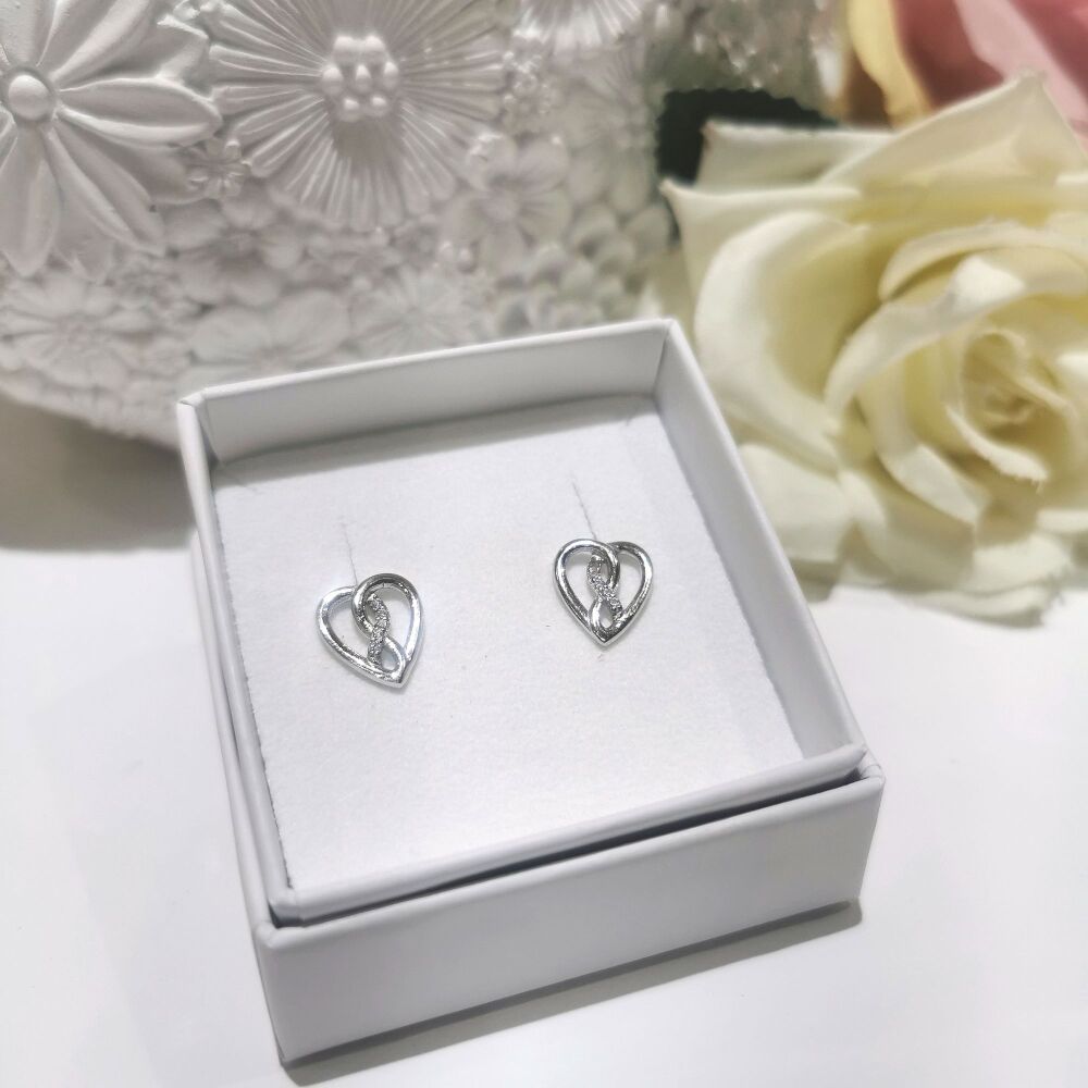 Sterling Silver Infinity Heart Earrings