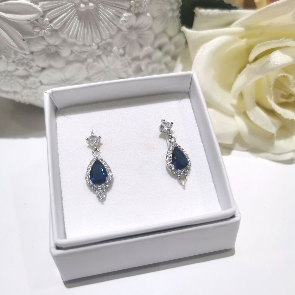 Sterling silver Sapphire Blue Drop Earrings