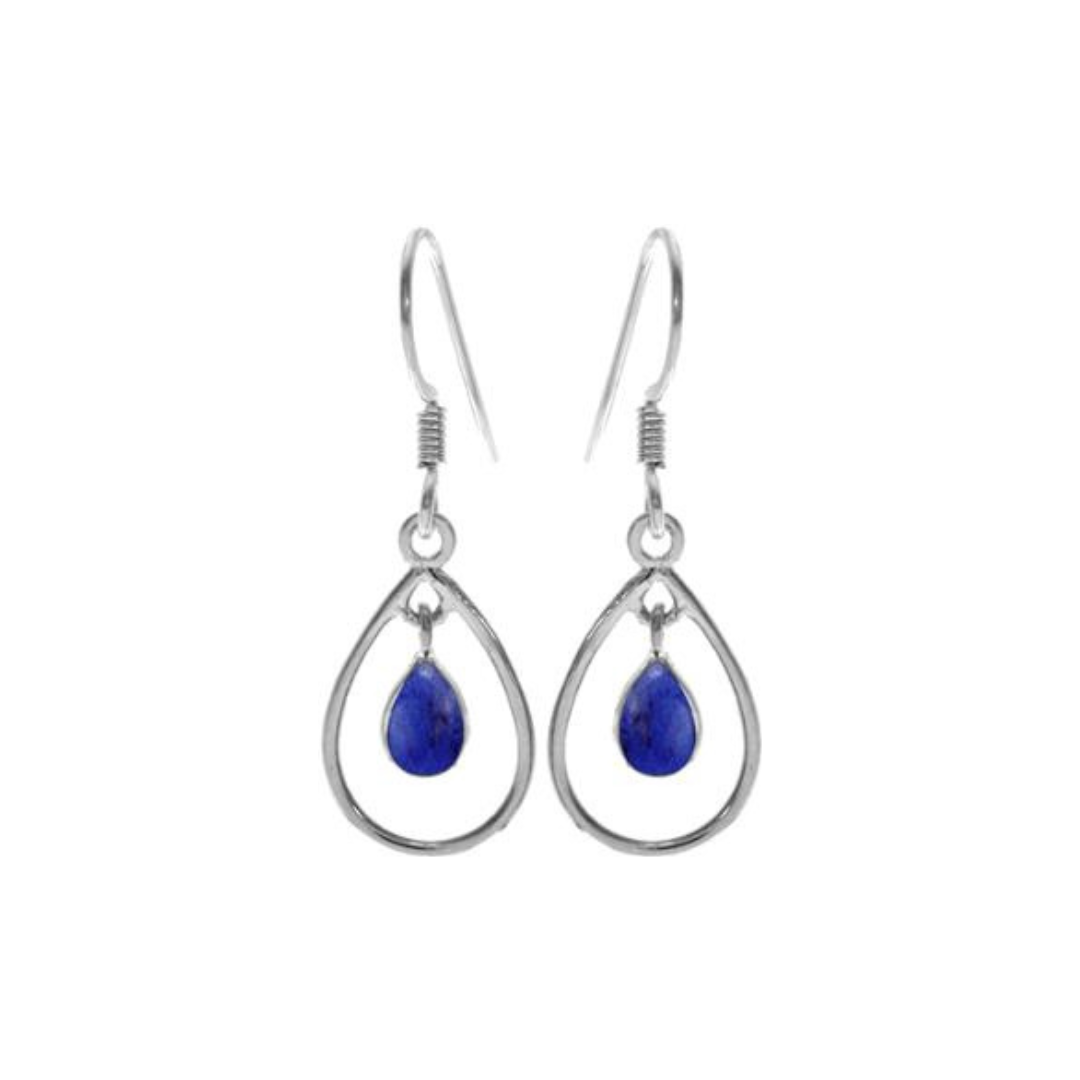 Lapis Lazuli Teardrop Silver Earrings