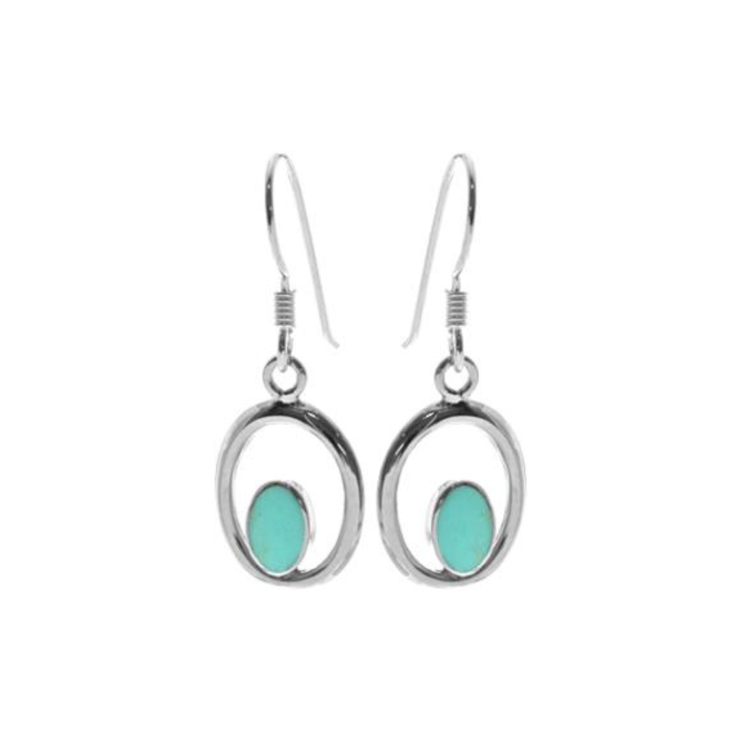Dainty Silver Turquoise Drop Earrings
