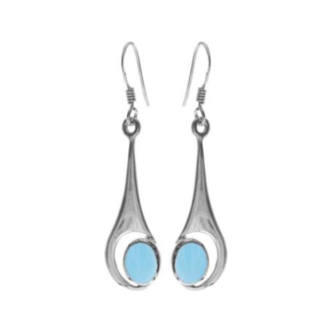 Solid Sterling Silver Blue Chalcedony Drop Earrings