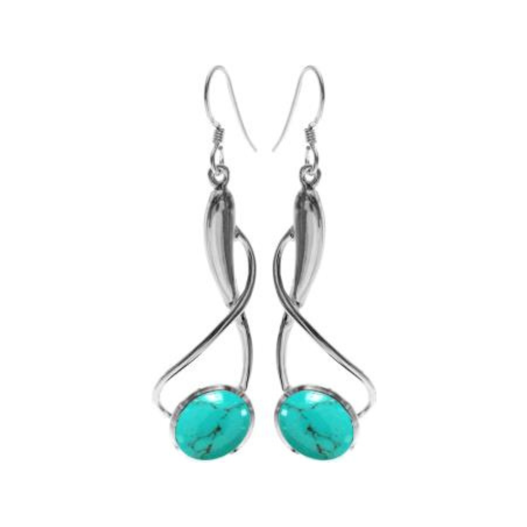 Large Crossover Silver & Turquoise Earrings