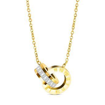 'DAVINA' Gold Roman Numeral Interlinked Circle Necklace