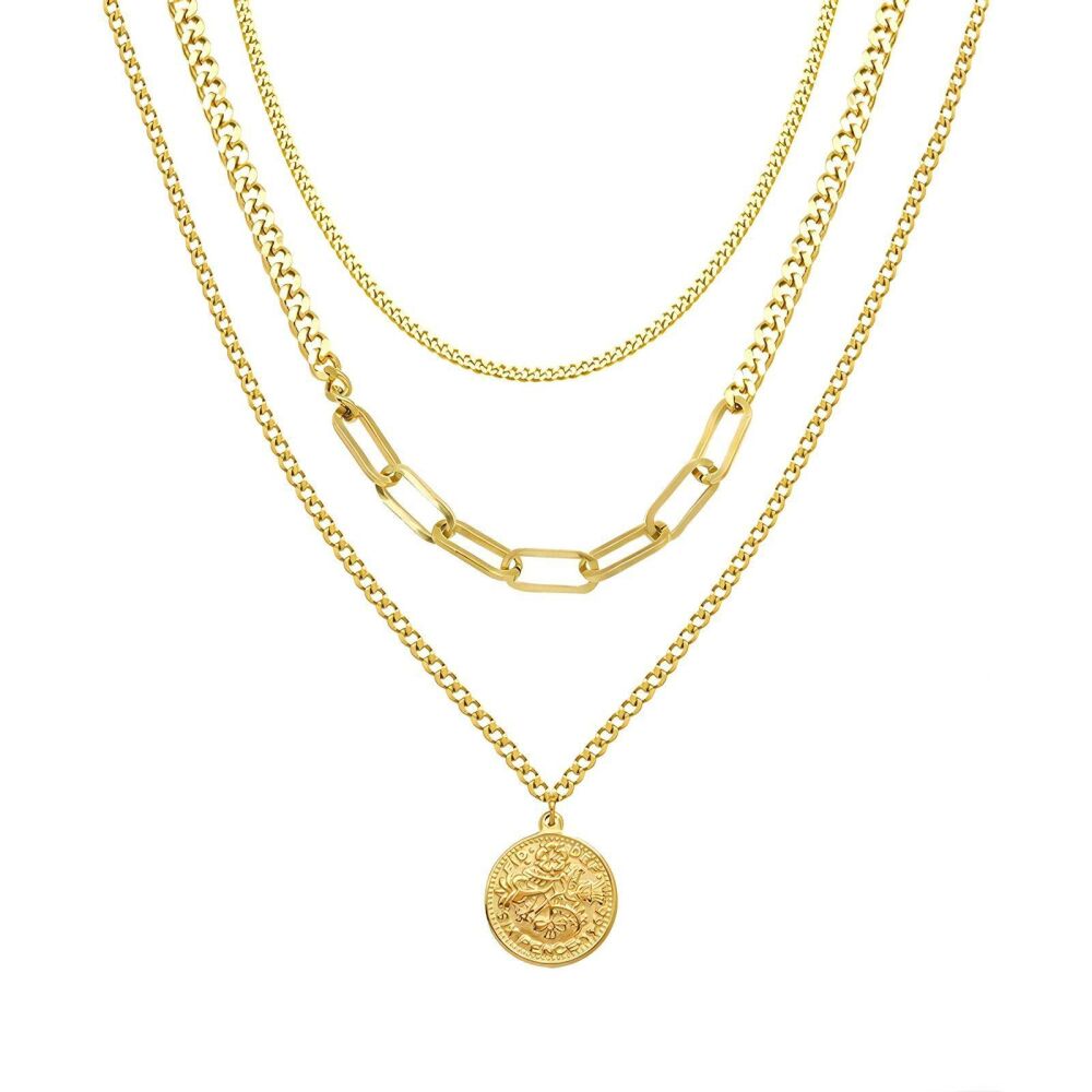 'RUBY' Gold Triple Layer Coin Necklace