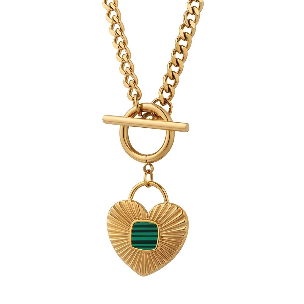 'RIANNA' Gold Heart T Bar Necklace