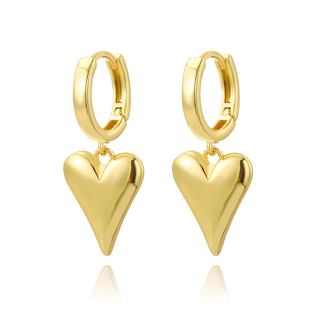 'ROSIE' Gold Heart Drop Huggie Hoop Earrings