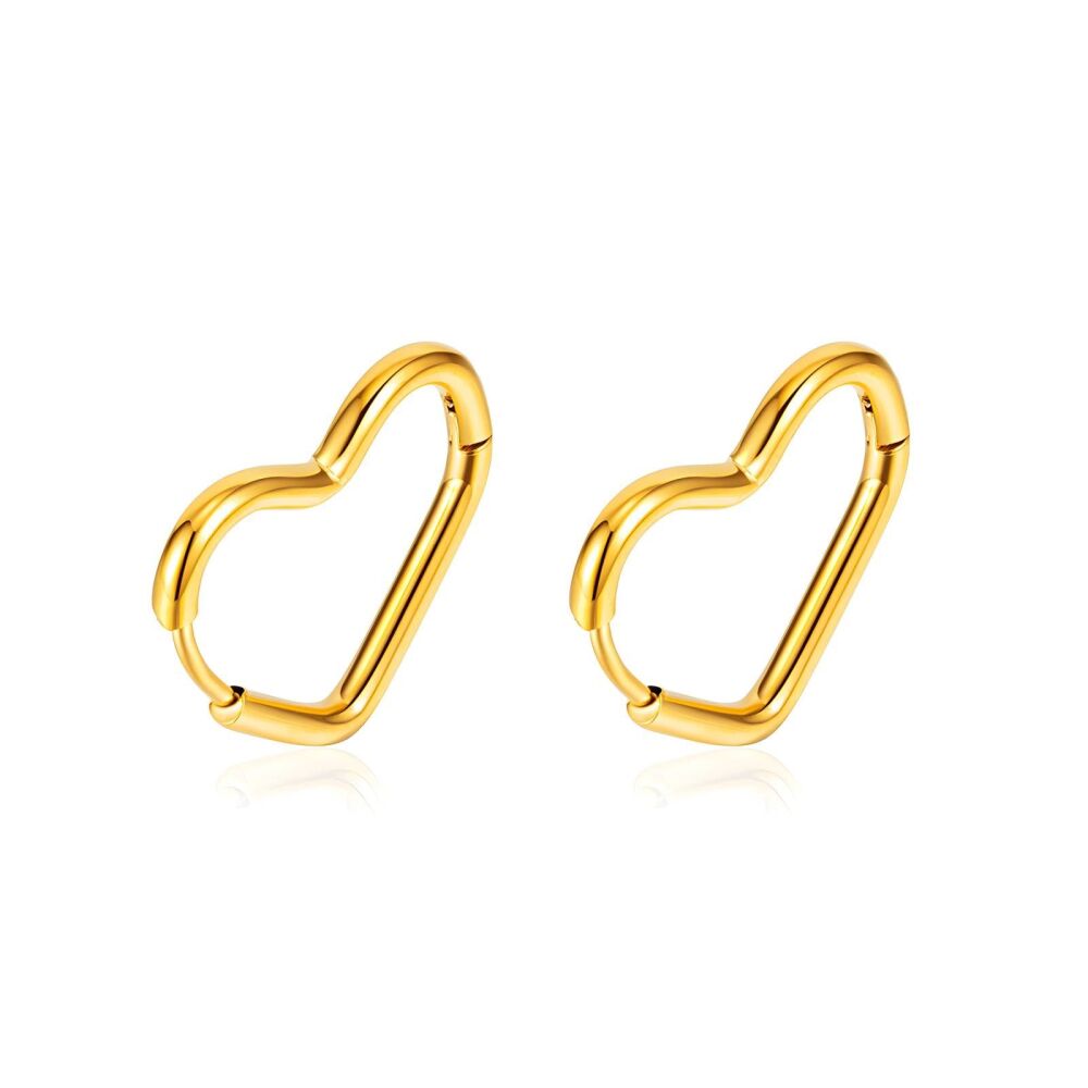 'RIA' Gold Heart Huggie Hoop Earrings