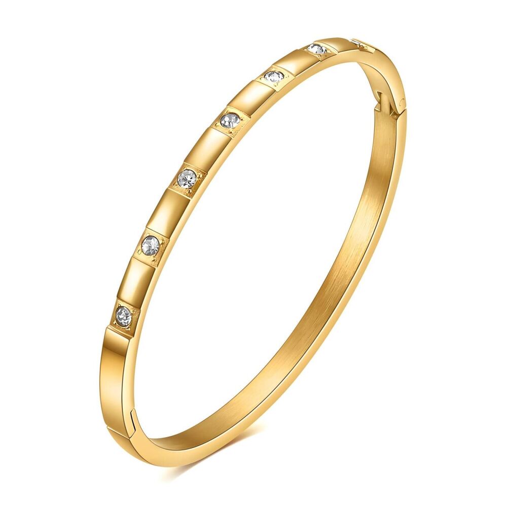 'MELODY' Stone Set Gold Hinged Bangle