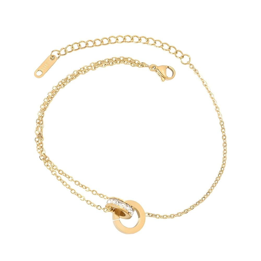 'DAVINA' Gold Roman Numeral Interlinked Circle Bracelet