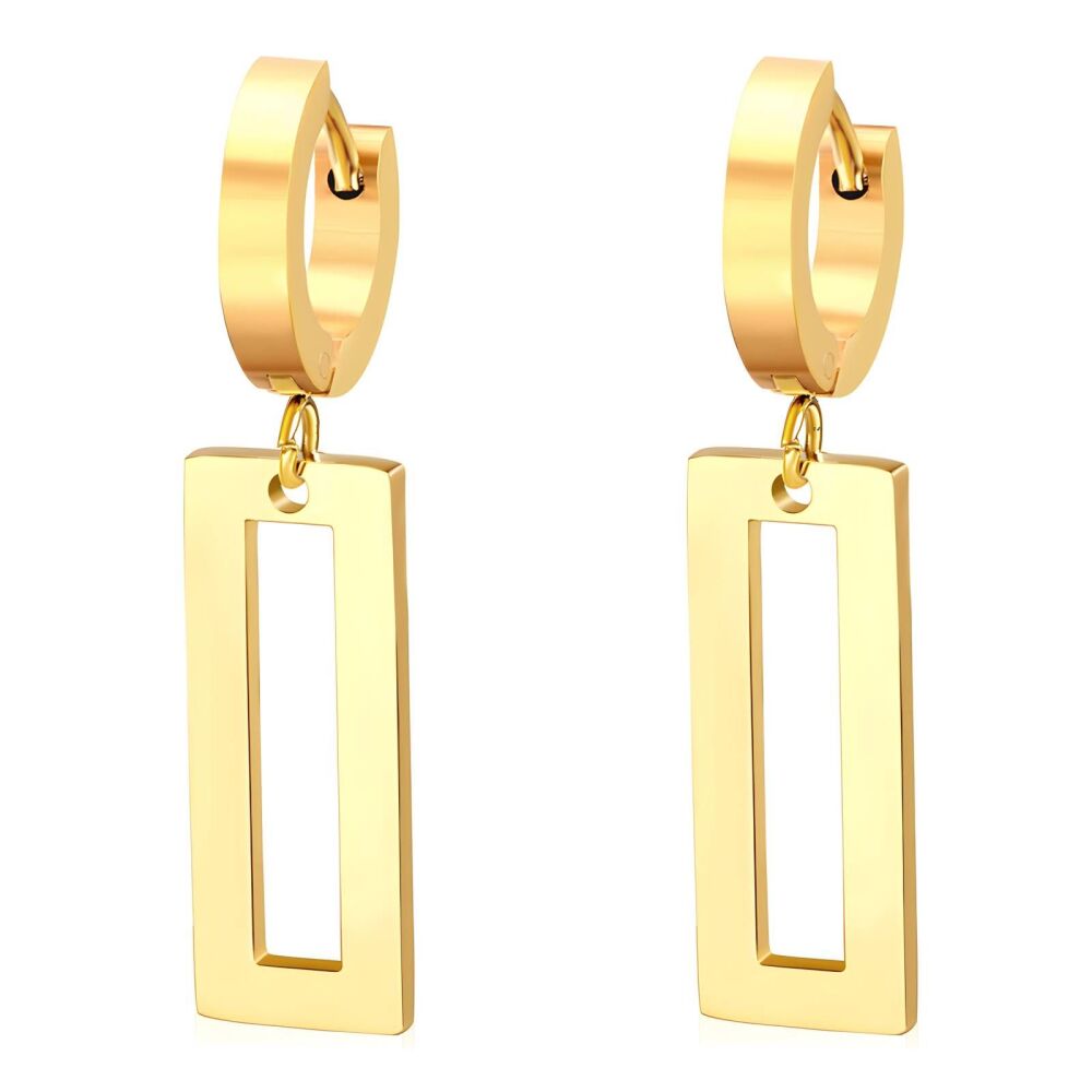 'DOTTIE' Gold Rectangle Huggie Earrings