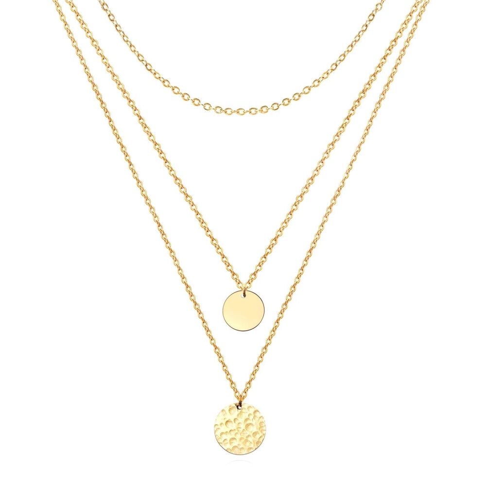 'BAILEY' Gold Triple Layer Disc Necklace