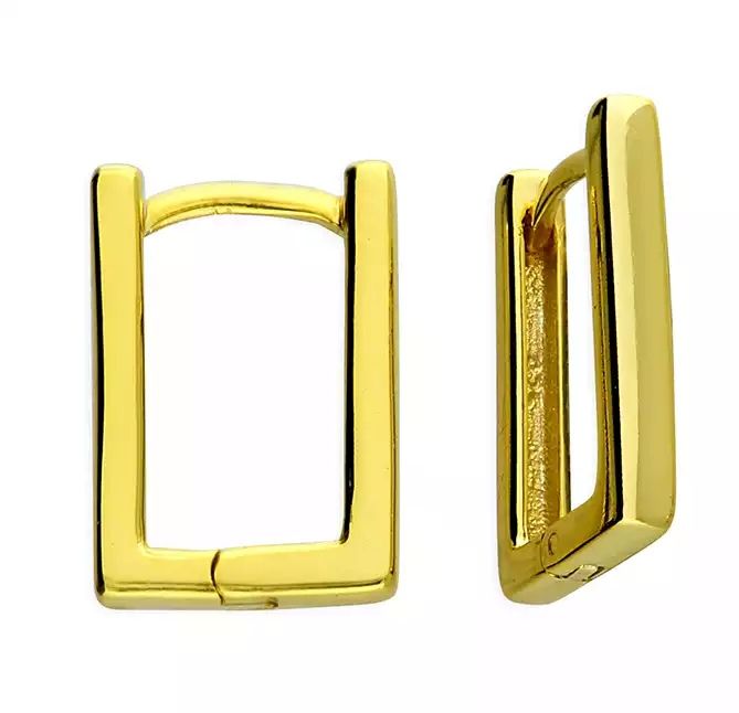 Plain Gold Rectangle Huggie Earrings