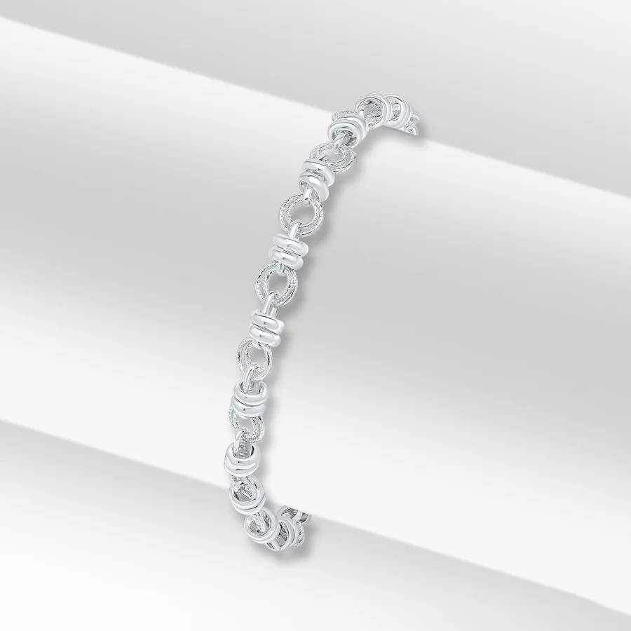 Silver Circle Linked Chain Bracelet