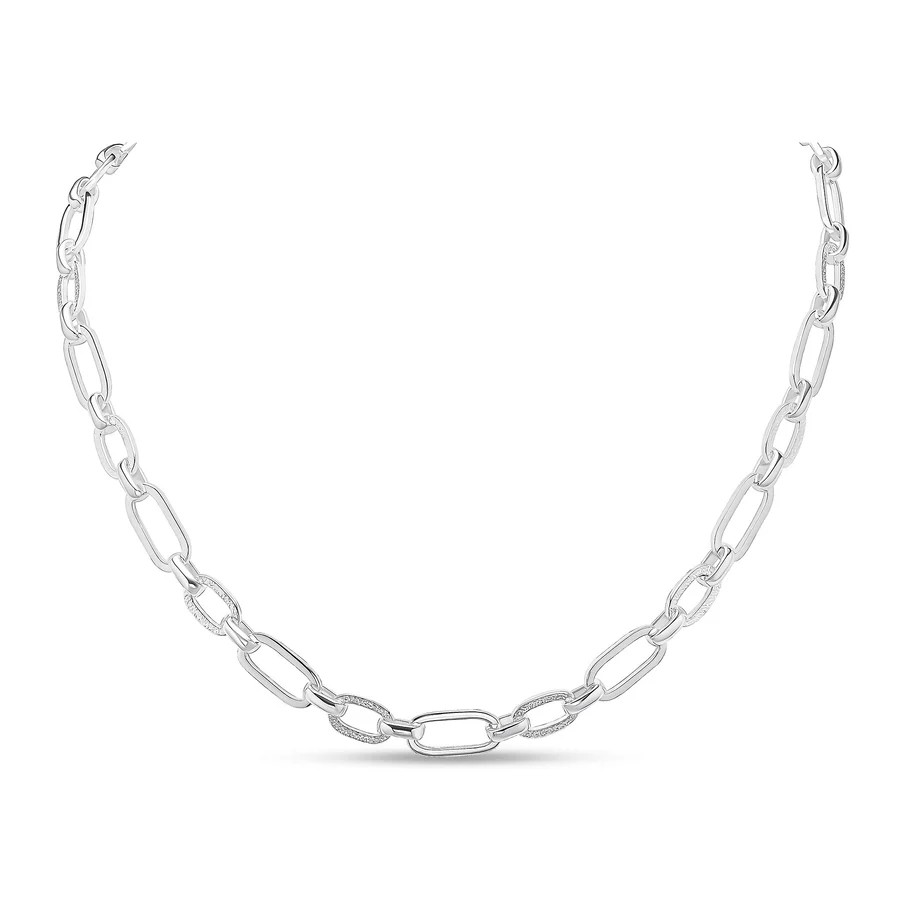 Sterling Silver Textured Oval Chain