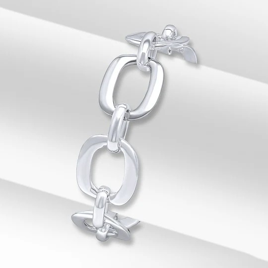 Solid Sterling Silver Square Link Bracelet