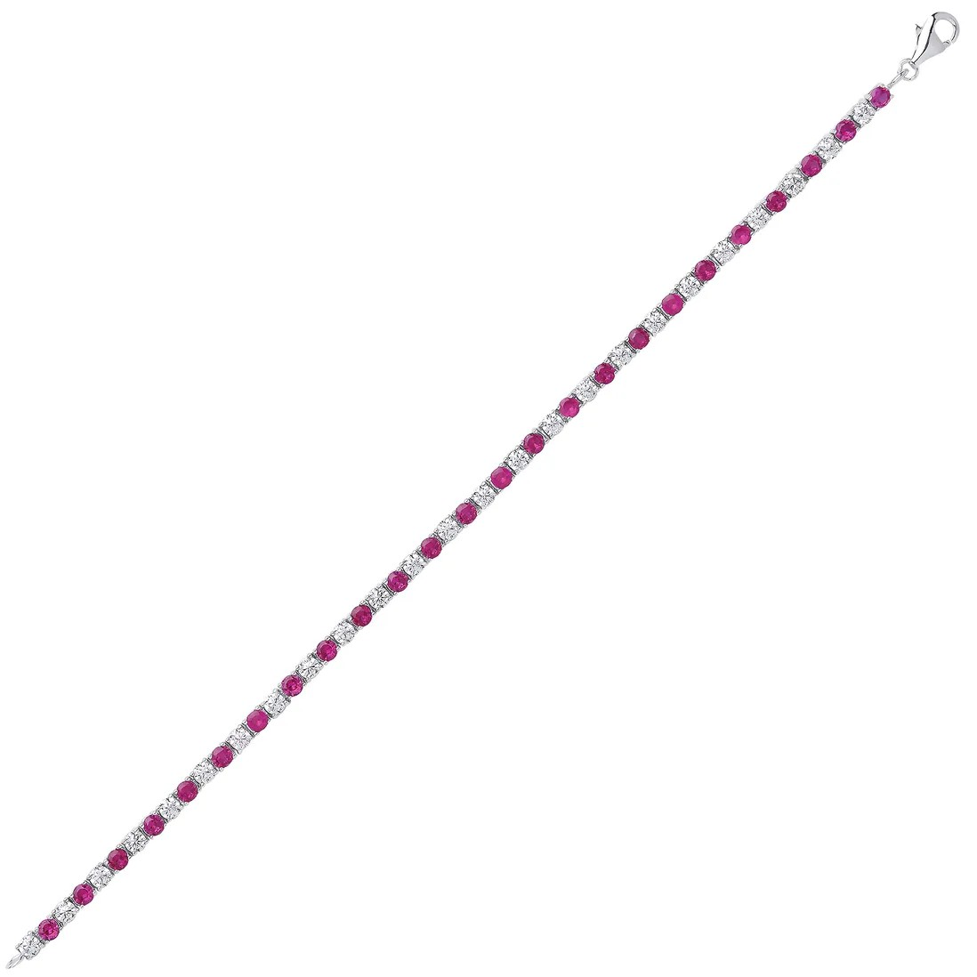 Silver Ruby CZ Claw Set Tennis Bracelet