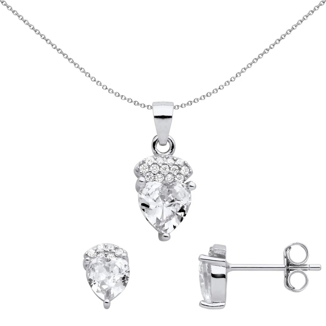 Silver Heart Pendant And Earring Set