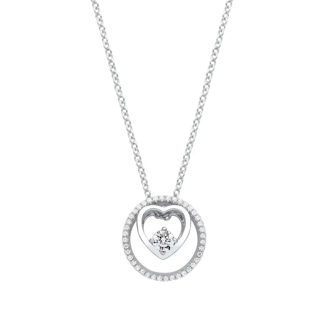 Silver Heart And Circle Necklace