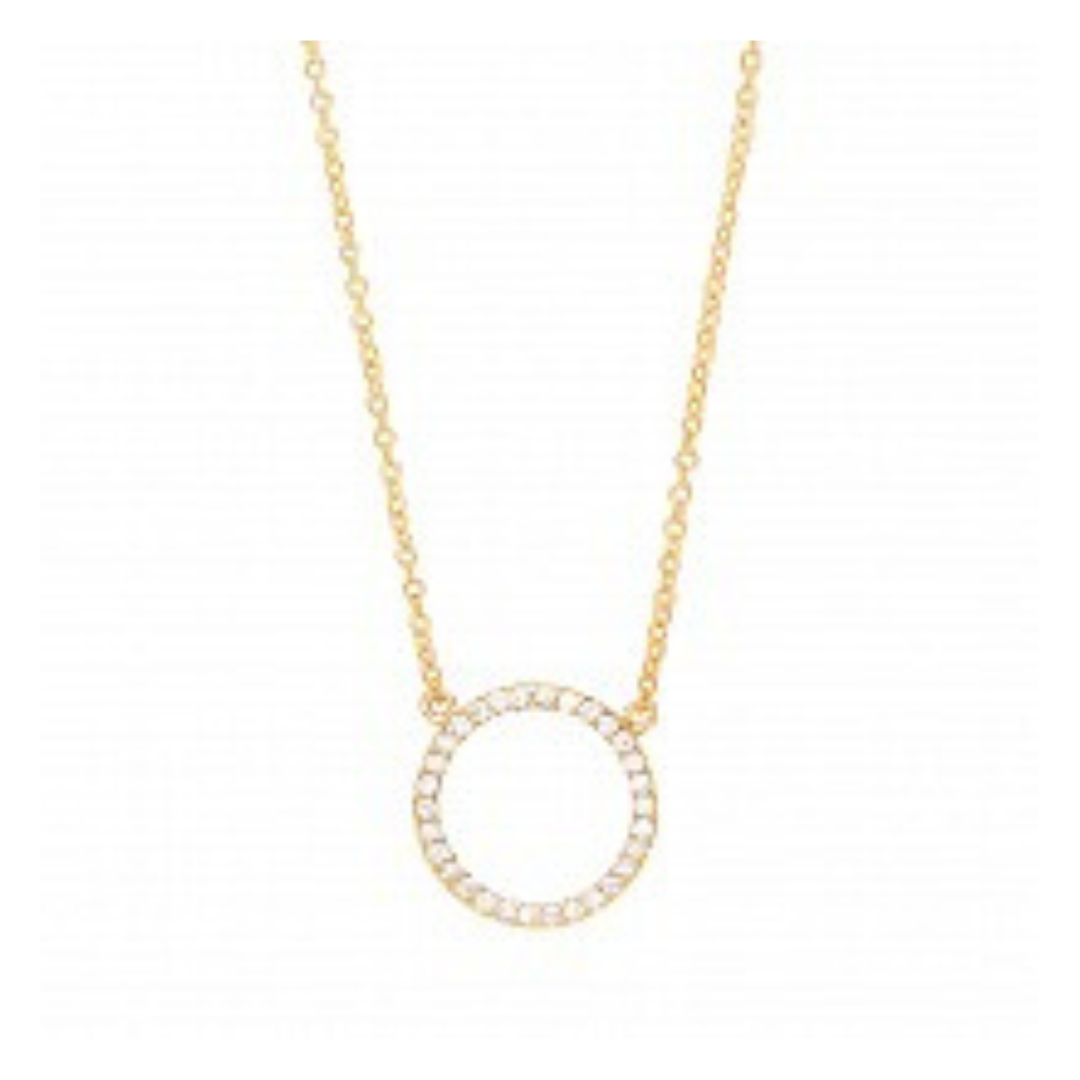 Gold Plated Sterling Silver CZ circle Necklace