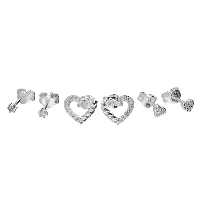 Sterling Silver Trio Earring Set