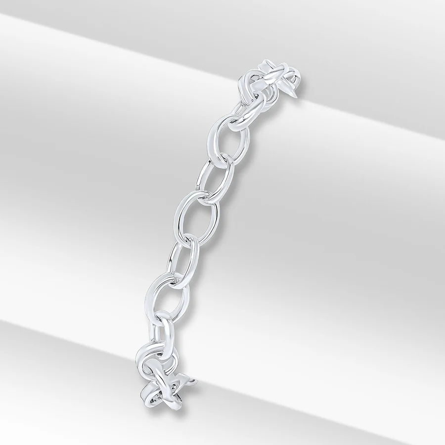 Silver Oval Belcher Chain Bracelet