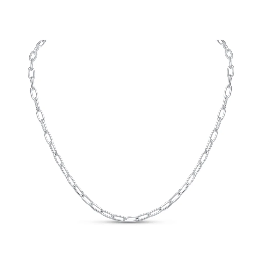 Silver Paperclip Chain T-Bar Necklace