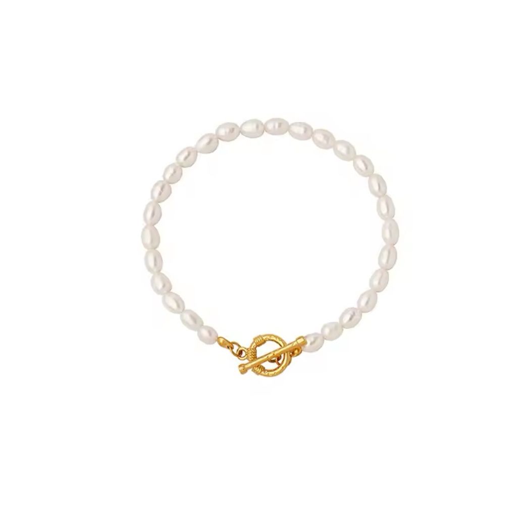 'FREYA' Freshwater Pearl T Bar Bracelet